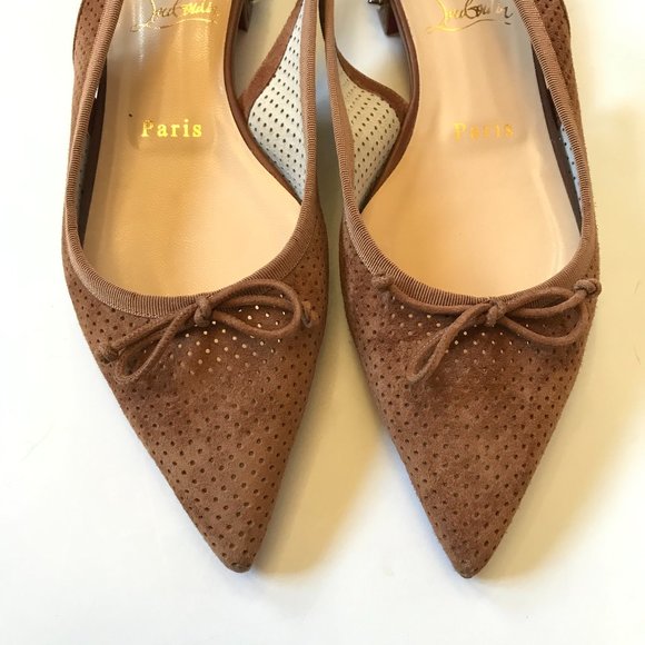 Christian Louboutin Brown Flats with Studded Heel - Picture 8 of 16